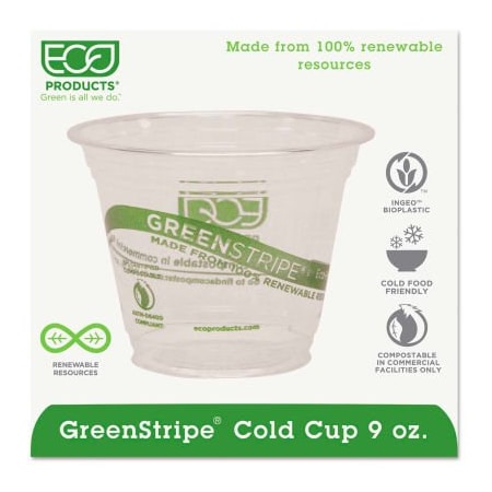 Eco-Products Eco-Products GreenStripe Renewable Resource Cold Drink Cups, 9 oz., Translucent, 1000/Ctn EP-CC9S-GS